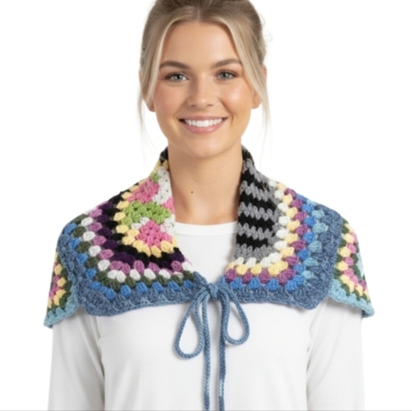 Handmade 6-in-1 Crochet Granny Square Crochet SwimTop Skirt Shawl Scarf Hat OOAK - Picture 16 of 17